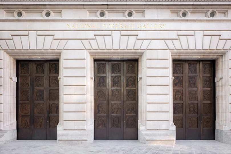Women’s portraits are carved by tracey emin for the new bronze doors of the National Portrait Gallery in London.